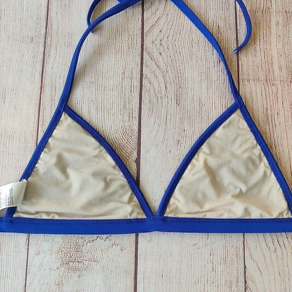 Topshop triangle embroidered mesh floral bikini top sz 4